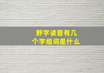 野字读音有几个字组词是什么