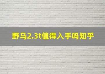 野马2.3t值得入手吗知乎