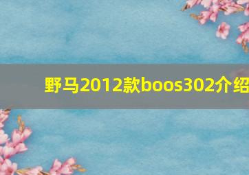 野马2012款boos302介绍