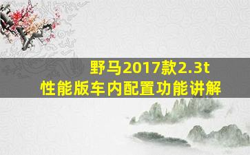 野马2017款2.3t性能版车内配置功能讲解