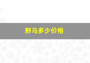 野马多少价格