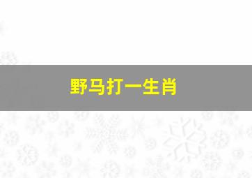 野马打一生肖