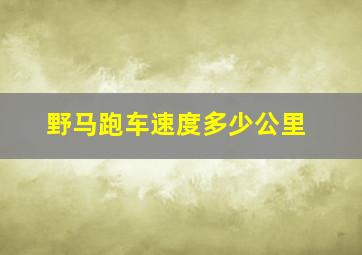 野马跑车速度多少公里