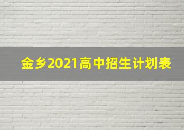 金乡2021高中招生计划表