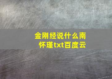 金刚经说什么南怀瑾txt百度云