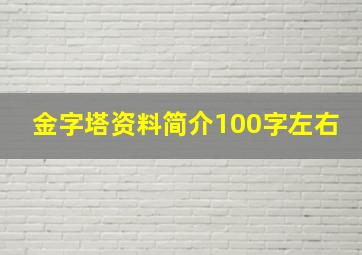 金字塔资料简介100字左右