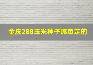 金庆288玉米种子哪审定的