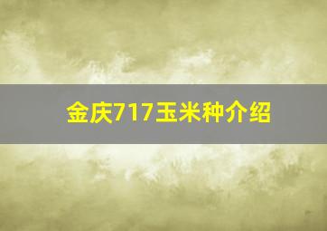 金庆717玉米种介绍