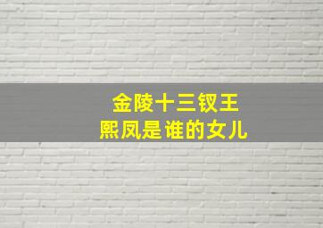 金陵十三钗王熙凤是谁的女儿