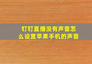 钉钉直播没有声音怎么设置苹果手机的声音