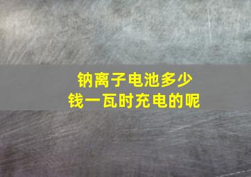 钠离子电池多少钱一瓦时充电的呢