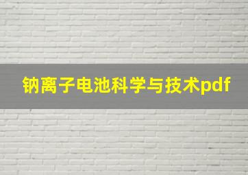 钠离子电池科学与技术pdf