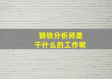 钢铁分析师是干什么的工作呢