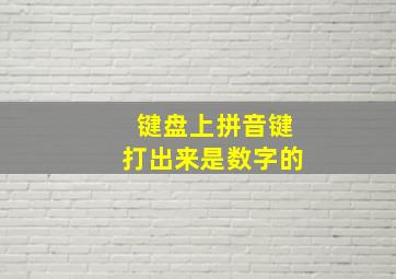 键盘上拼音键打出来是数字的