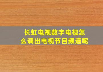 长虹电视数字电视怎么调出电视节目频道呢