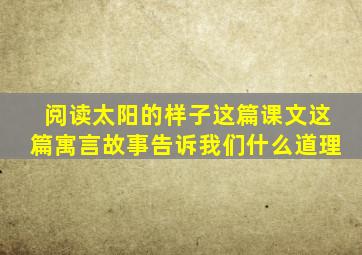 阅读太阳的样子这篇课文这篇寓言故事告诉我们什么道理