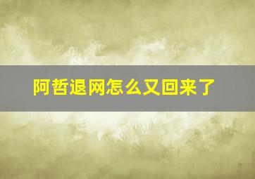 阿哲退网怎么又回来了