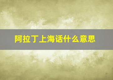 阿拉丁上海话什么意思