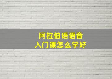 阿拉伯语语音入门课怎么学好