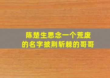 陈楚生思念一个荒废的名字披荆斩棘的哥哥