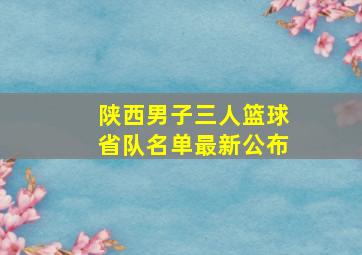 陕西男子三人篮球省队名单最新公布