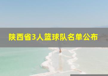 陕西省3人篮球队名单公布