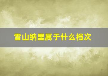 雪山纳里属于什么档次