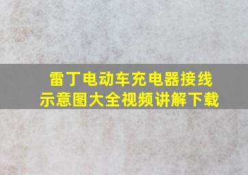 雷丁电动车充电器接线示意图大全视频讲解下载