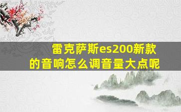 雷克萨斯es200新款的音响怎么调音量大点呢