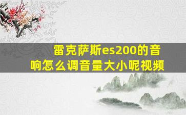 雷克萨斯es200的音响怎么调音量大小呢视频