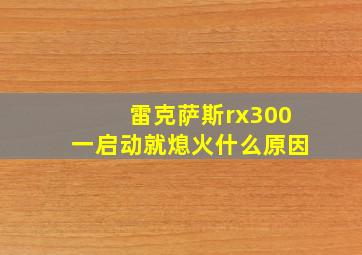 雷克萨斯rx300一启动就熄火什么原因