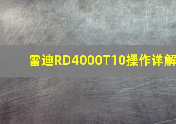 雷迪RD4000T10操作详解