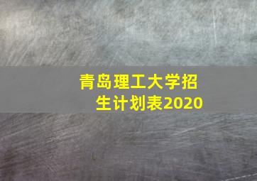 青岛理工大学招生计划表2020