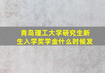 青岛理工大学研究生新生入学奖学金什么时候发