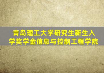 青岛理工大学研究生新生入学奖学金信息与控制工程学院