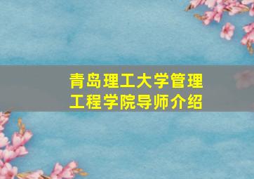 青岛理工大学管理工程学院导师介绍