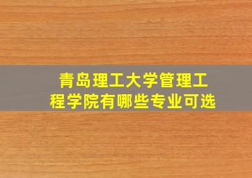 青岛理工大学管理工程学院有哪些专业可选