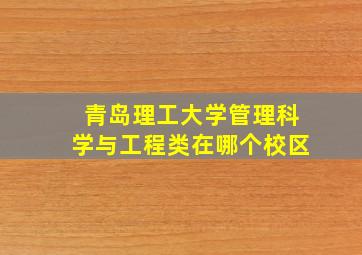 青岛理工大学管理科学与工程类在哪个校区