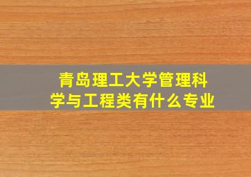 青岛理工大学管理科学与工程类有什么专业