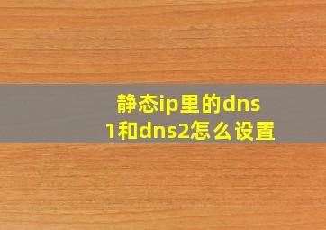 静态ip里的dns1和dns2怎么设置