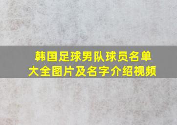 韩国足球男队球员名单大全图片及名字介绍视频