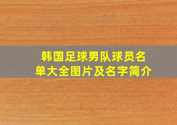 韩国足球男队球员名单大全图片及名字简介