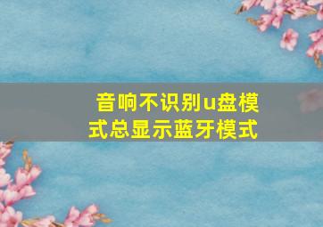 音响不识别u盘模式总显示蓝牙模式