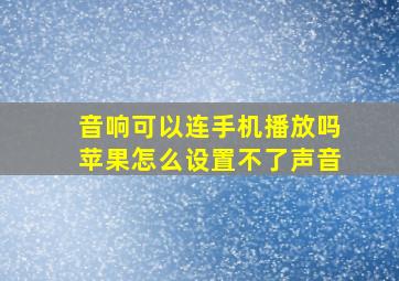 音响可以连手机播放吗苹果怎么设置不了声音