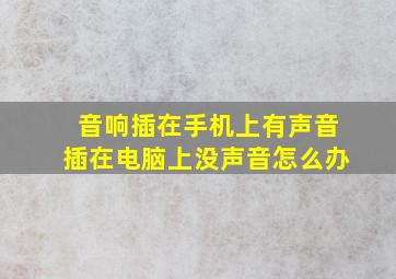 音响插在手机上有声音插在电脑上没声音怎么办