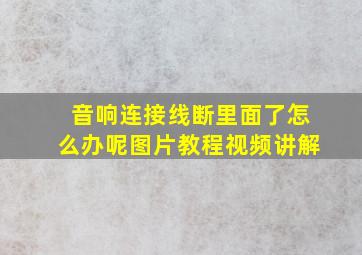 音响连接线断里面了怎么办呢图片教程视频讲解