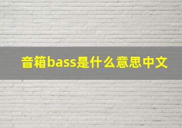 音箱bass是什么意思中文