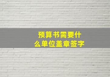 预算书需要什么单位盖章签字