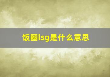 饭圈lsg是什么意思