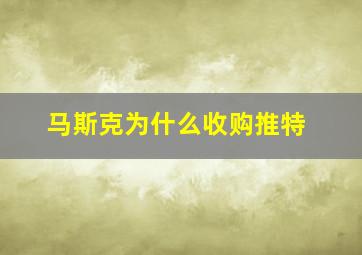 马斯克为什么收购推特